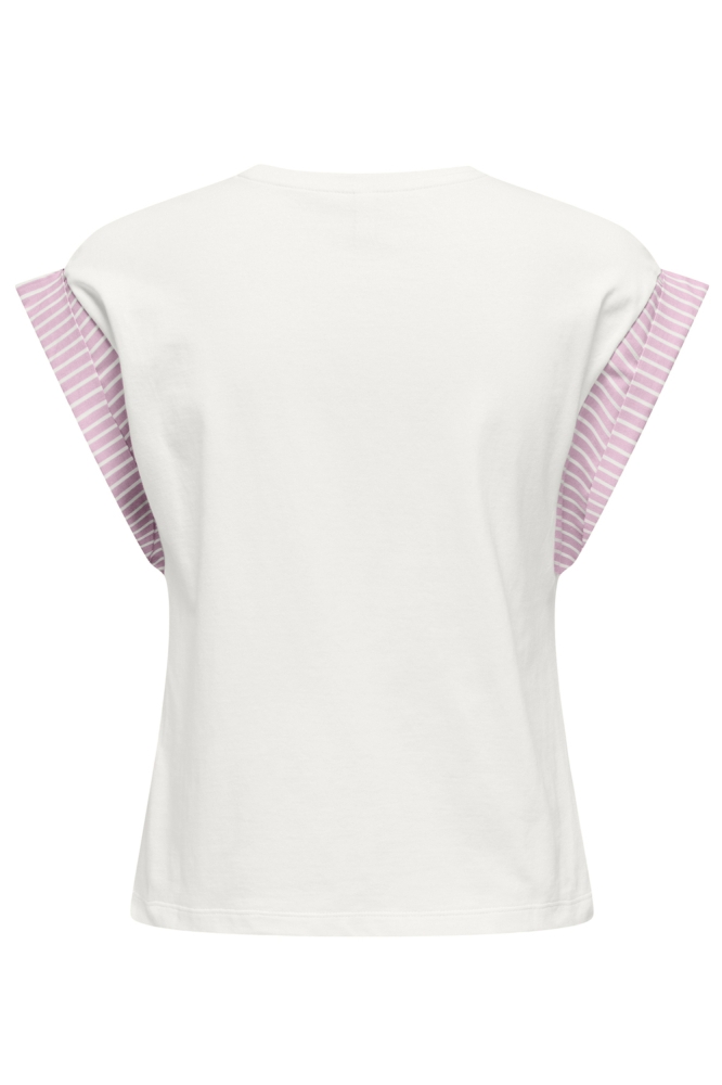 ONLDAWN LIFE S/S O-NECK MIX TOP JRS 15346440 CLOUD DANCER/WOVEN ROSE